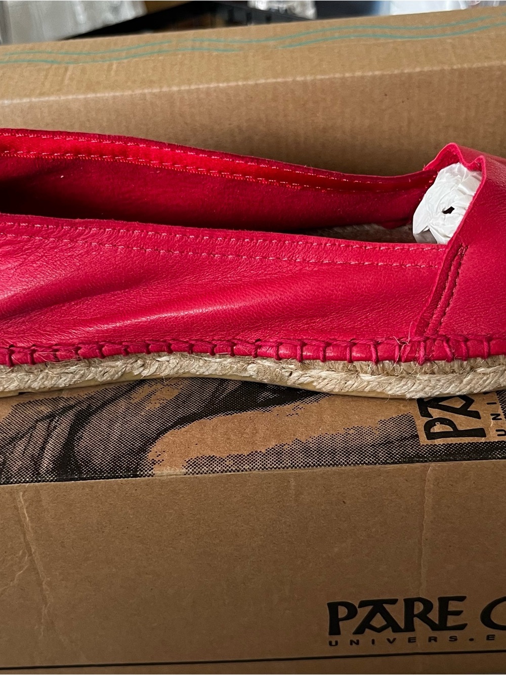 Women’s Pink Espadrille Slip-On Flats — Pare Gabia Soft leather. Never worn.